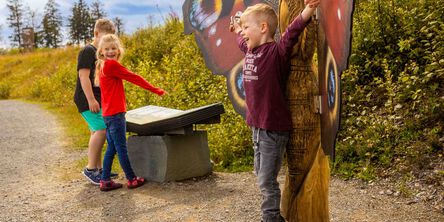 Kinder auf dem Erlebnisweg Riekes Raupenweg